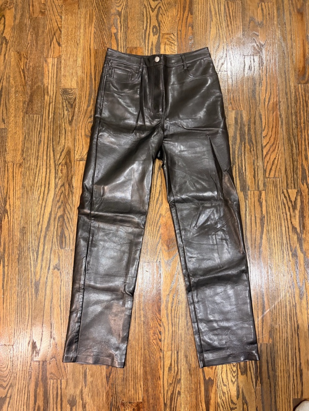 Aritzia Wilfred Leather Straight-Leg Pants